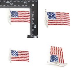 Broches broches 10 pcs / lot design de la mode Brooch American Brooch Crystal Rhinestone 4ème de Jy USA Patriotique pour le cadeau / décoration Drop Deliv Dhnch