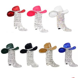 Broches broches 10 pcs / lot bijoux de mode mticolor chapeau chanceux bottes occidentales chaussures de cowboy gouttes livraison dhjdq