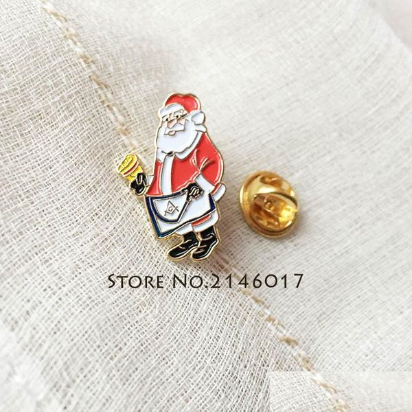 Pins Broches 100 pièces personnalisé émail métal broches broche maître tablier épinglette Santa maçonnique noël Badge maçon dessin animé noël hommes Dr Dh7Mf