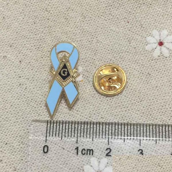 Broches Broches 100 Pcs Logo Personnalisé Pin Badge Bleu Couleur Maçonnique Ruban De Sensibilisation Au Cancer Du Sein Mason Souvenir Emblème Cadeau Drop Delive Dhoni