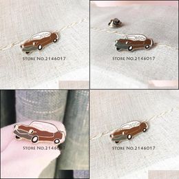 Pinnen broches 100 stcs vintage auto cool voertuig revers pin aangepast metalen badge denim jas kraag harde emailbroche pins knop f dhnpa