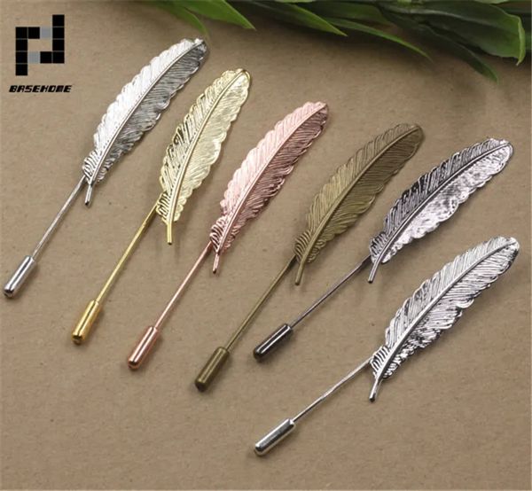 Pins Broches 10 pièces Lot cuivre plume épinglette pour femmes hommes costumes mode longue sécurité broche Blazer bâton bricolage bijoux faisant des accessoires 230928