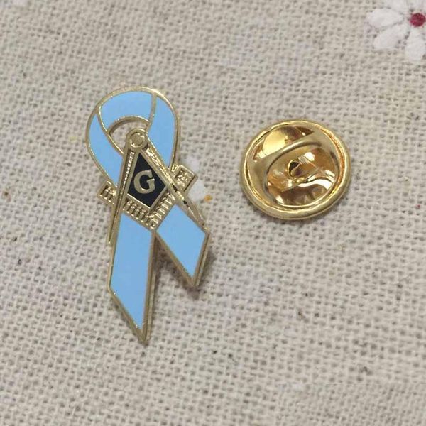 Broches Broches 10pcs Mason Pin Ruban de sensibilisation au cancer du sein Souvenir Logo personnalisé Badge Bleu Couleur Emblème maçonnique Cadeau Drop Deliver Dh7Fo