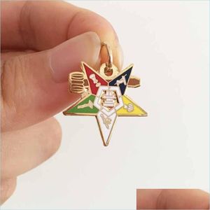 Pines Broches 10 piezas Masonic Mason Oes Charm Pins Pasado Orden maestra del capítulo Estrella oriental con el mazo Os Colgante Masonry Jewelr Dhzl8