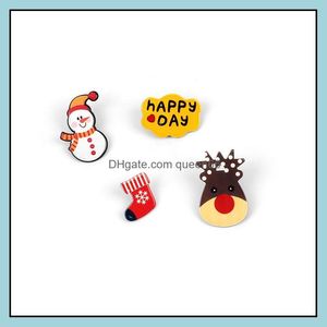 Pins broches 12 packs kerstbroche pin set decoraties geschenken inbegrepen Tree Santa Claus Snowman Jingle Bells Star Drop deliv Dhk8i