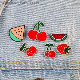 Pins Broches 12 Stijl Fruit Vintage Broche Watermeloen Sterry Emaille Pin Badge Cherry Broches Voor Vrouwen Sieraden Mannen Accessoires pins GiftL231117