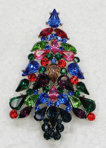 Broches Broches 12 pcs/lot En Gros De Mode Broche Strass Marquise Arbre De Noël Pin Cadeau C101552 Seau22