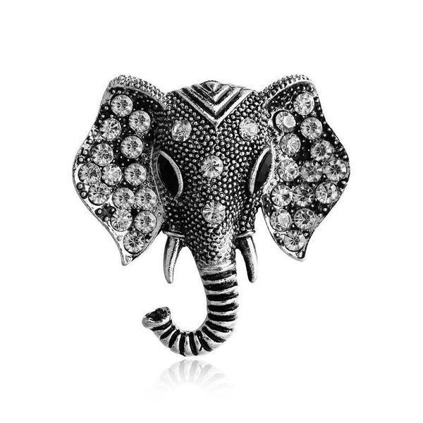 Pines Broches 1pc Elefante Broche para hombre Rhinestone Vintage Metal Color Oro Bufanda Hebilla Pin Up Joyería para mujer Vestidos Drop Deliver DHSNC