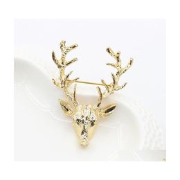 Pins broches 1pc mode Golden Deer Antlers sjaal T -shirts reverspennen broches para als mheres Bijoux drop levering sieraden dhs7e