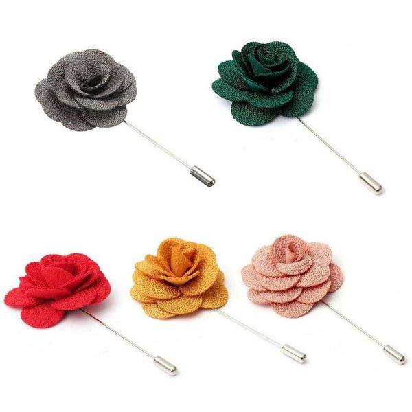 Broches Broches 1pc hommes boutonnière tissu fil broche broche mode fleur revers costume bouton bâton pour livraison directe bijoux Dhzof