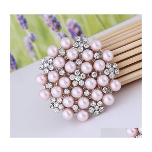 Broches Broches 2 Pouces Sier Tone Rose Perle Et Strass Broches Bijoux Cristal Broche 481 H1 Drop Delivery Dhqzv