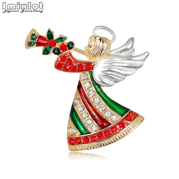 Pines, Broches 2022 Moda Regalos de Navidad Angel Sounded Boots Ciervo Rhinestone para mujeres Lindo Esmalte Pin Insignias Broche