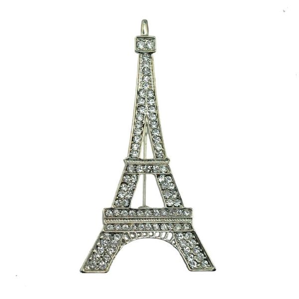 Broches, broches 2022 Mode romantique Paris Tour Eiffel Cristal pour femmes Broche commémorative Broches Accessoires