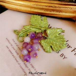 Alfileres Broches 2022 Tendencia Elegante Planta Hojas Fruta Verde Púrpura Uva Broche Para Mujeres Y Hombres Abrigo Accesorios Joyería RegalosPins Kirk2