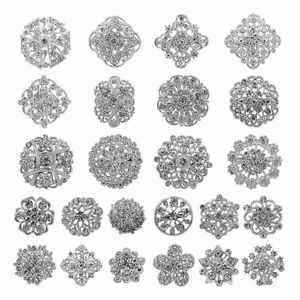 Pins, broches 24pc Clear Rhinestone Crystal Flower Pins Set DIY Wedding Bouquet Broaches Kit