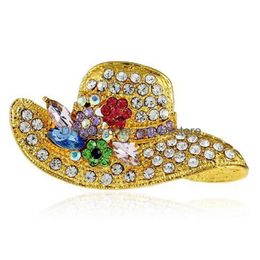 Broches Broches 3Colors Mode Chapeaux Strass Broche Designer Badge Métal Émail Broche Femmes Bijoux Fête Décoration Drop Deli Dhfdh