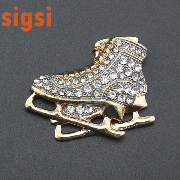 Broches, broches 50/100pcs Rollerskate Skate Chaussures Gold Tone Clear Strass Broche pour cadeau