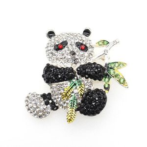 Pins, broches 50 stks / 100 stks Oostenrijkse kristal emaille mooie bamboe panda broche voor kind