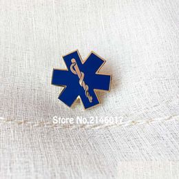 Pins broches 50 stcs blauw email slangen symbool metalen badge ster van leven paramediciron dokter pins aangepaste verpleegkundige ambance revers pin br dhmhi