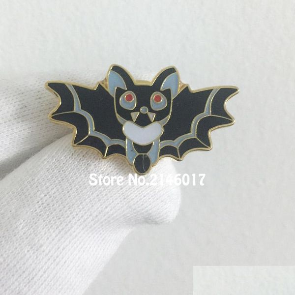 Broches Broches 50Pcs Halloween Chauve-Souris Pins Mignon Vampire Kawaii Spooky Broche Bijoux Spoops Cadeau Personnalisé Émail Badge 30Mm Chauves-Souris Noires La Dhbqh