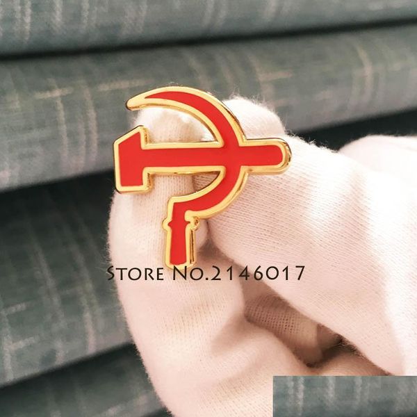 Pins Broches 50 pièces russie épingle personnalisée soviétique Sikkel Hamer épinglettes insigne militaire 25Mm Cccp urss soviétique faucille marteau émail rouge Dhyzt