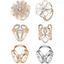 Broches Broches 6Pcs Femmes Mode Faux Perle Cristal Strass Écharpe Anneau Boucle Clip Seau22