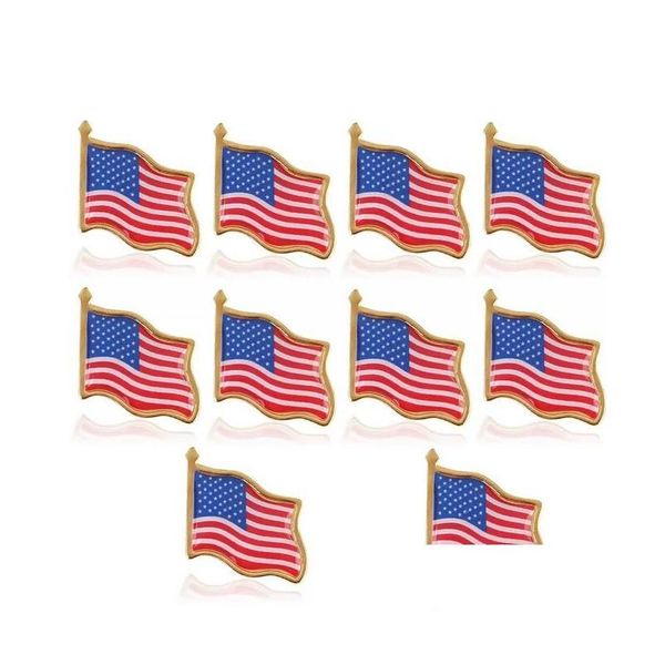 Alfileres Broches Bandera americana Pin de solapa Estados Unidos EE. UU. Sombrero Tie Tack Badge Pins Mini para ropa Bolsas Decoración Venta al por mayor Drop Del Dhjcv