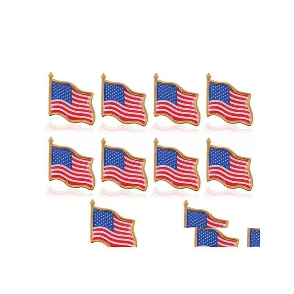 Pins Broches Drapeau Américain Épinglette États-Unis Usa Chapeau Cravate Tack Badge Pins Mini Pour Vêtements Sacs Décoration En Gros Drop Del Dhfvp