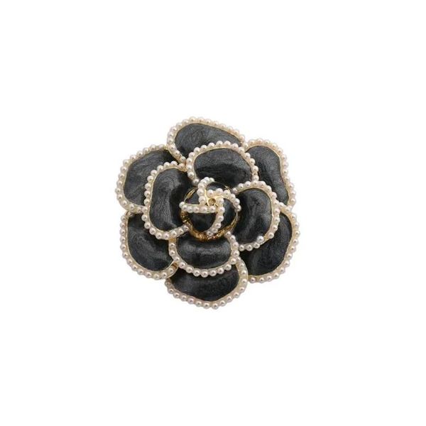 Pines Broches Amorcome Corea Moda Perlas Negro Blanco Esmalte Camelia Para Mujeres Chic Flor Broche Joyería Accesorios Abrigo Drop Del Otplf