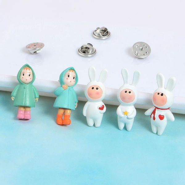 Épingles, broches et imperméable poupée broche coeur blanc étoile écharpe épingles insignes épinglette bijoux animaux pour fille enfant