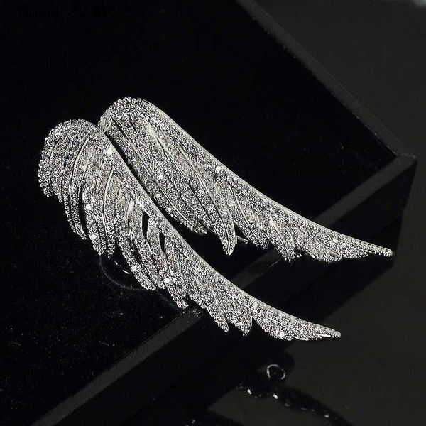 Pins Broches Ailes d'ange strass broches broche pour femmes paillettes collier broche vêtements décor plume élégante broche émail broches Y240329