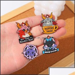 Broches Broches Animal Satan Émail Personnalisé Chat Chèvre Revers Badges Citations Drôles Bijoux Cadeau Enfants Amis 6215 Q2 Drop Del Livraison Dhafj