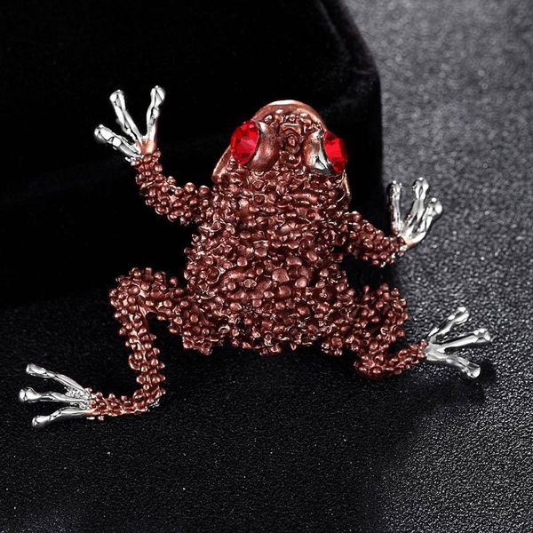 Broches, broches arrivée vert émail grenouille broche pour hommes bijoux métal alliage d'étain Bouquet yeux rouges broche Broches chapeaux accessoire