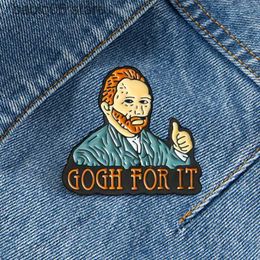 Pins Broches Kunst schilderij Van Gogh broche Engelse steel metalen badge pin shirt kraag pin T230607