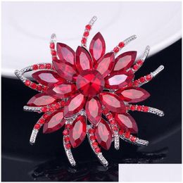 Alfileres Broches Broches de cristal austriaco para mujeres Broches de flores de calidad superior Joyería Fiesta de bodas de moda Bijoux Broche Drop Del Dhk7S