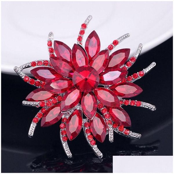 Broches Broches Cristal Autrichien Broche Broches Pour Femmes Top Qualité Fleur Broches Bijoux De Mode De Noce Bijoux Broche Drop Del Dhk7S