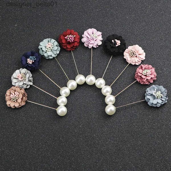 Broches broches beau tissu fait main camélia fleur perle broche broche de mariage XZ005L231120