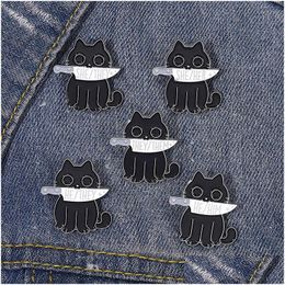 Pins Broches Zwarte Kat Voornaamwoorden Emaille Pin Punk Broche Hij Zij Ze Mes Dieren Badge Heks Revers Kitten Goth Sieraden Gift Vriend Dhovj
