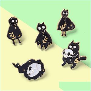 Pins broches zwarte Halloween Cat Email Pins Cartoon Donkere punkbroches Metalen badges Accessoires 617 H1 Drop Delivery Jewel Dhgarden Dhn3j