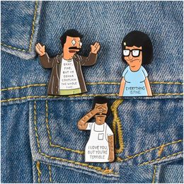 Pins Broches Bob Burgers Revers Denim Pin Cartoon Emaille Broche Pizza Burger Fight Badge Alles komt goed Sieraden Happy Day Dr Dhxjy