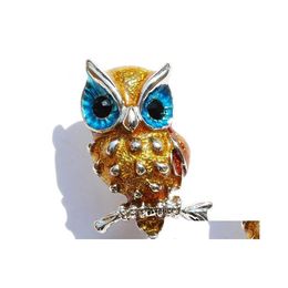 Broches Broches Broche Pour Femmes Bijoux Rétro En Plastique Strass Cristal Émail Hibou Pins Cadeaux De Noël Drop Livraison Bijoux Dhvzz