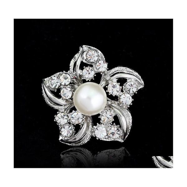 Broches Broches Broche Pour Femmes Broches De Mariage De Mode Vintage Strass Cristal Clair Fleur Sier Noël Drop Delivery Bijoux Dhhdg