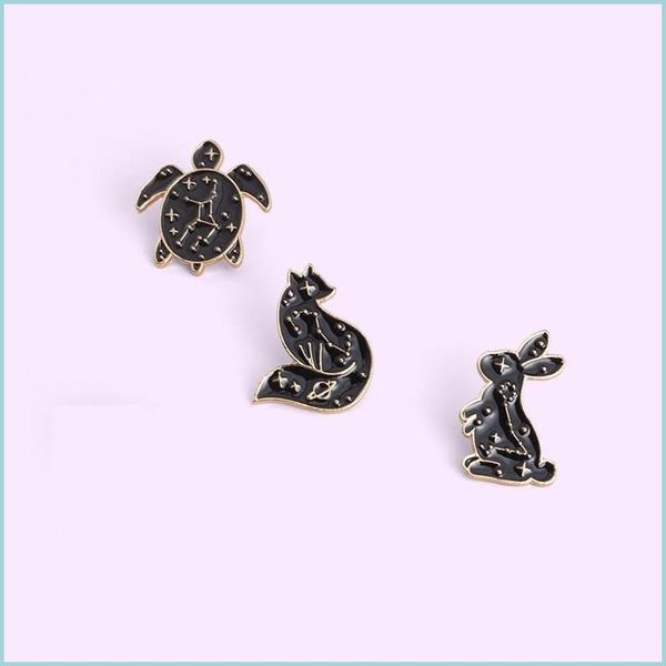 Broches Broches Broches Style Punk Animal Noir Couleur Tortue Lapin Émail Broche Broche Pour Femmes Mode Robe Manteau Chemise Dem Dhgarden Dhrgm