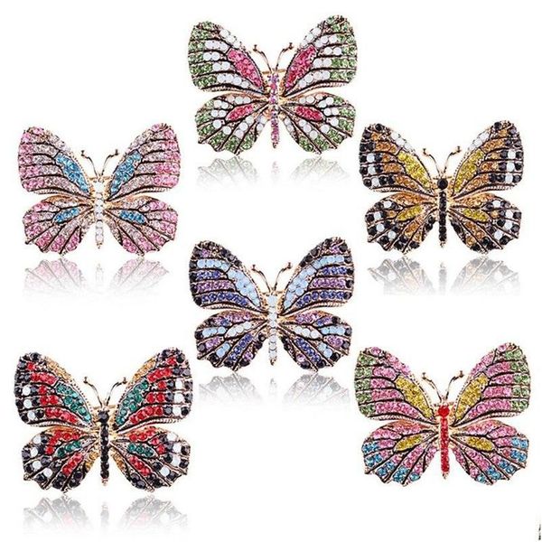 Pines Broches Mariposa Broche Diseñador MTI Color Rhinestone Cristal Vintage Moda Mujeres Ropa nupcial Ropa Drop Entrega Joya DHECQ