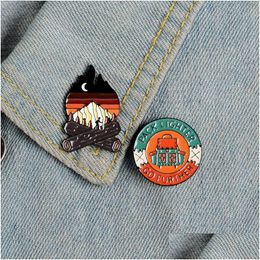 Broches Broches Cam Explorer Épingles En Émail Feu De Camp Nuit Ciel Sac À Dos Badge Rond Broche Denim Vêtements Sac Épinglette Bijoux Cadeau Pour Un Dhfaz