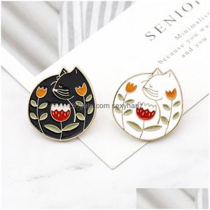 Pins Broches Cartoon Kat Pins Broches Emaille Legering Badges Jeans Shirt Reversspeld Meisjes Sieraden Gift Leuke Badge Xmas Tas Hoed Kleden Dht1I