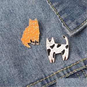 Spille Spille Cartoon Cats Spille smaltate Fat Orange Cat Design unico Regalo per gli amici Gioielli Drop Delivery all'ingrosso Dhkag