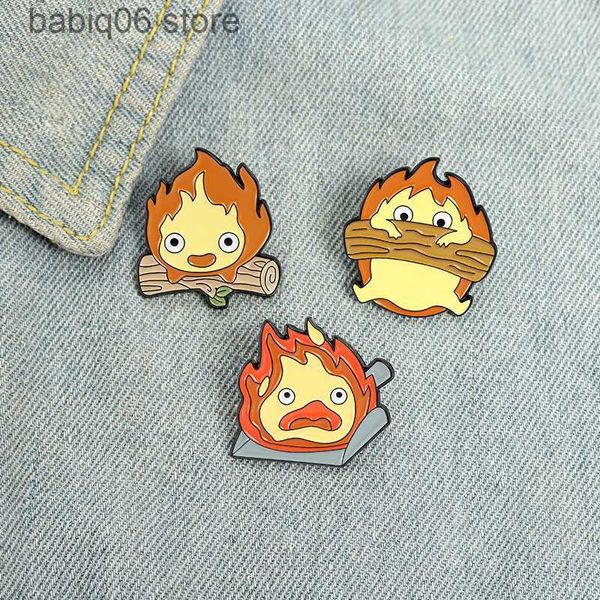 Alfileres Broches Dibujos animados Creativo Lindo Método broche Joyería Personalizada Little Fire Man Woodwood Forma broche Accesorios Insignia T230605