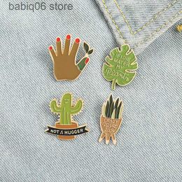 Broches Broches Dessin animé créatif plante verte en forme de broche bijoux cactus feuilles palme broche peinture accessoires badge T230605