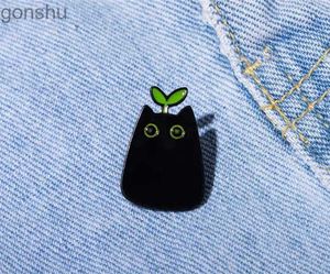 Épingles broches dessin animé mignon de chat noir forme métal émail broche mode créativité animal emblème épingles bijoux cadeaux enfants punk style small wx